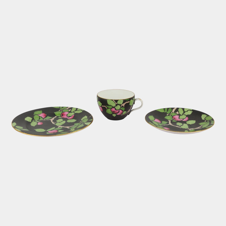 Shelley Late Foley English 1920s Porcelain Tudor Apple Tea Cup & Saucer Trio