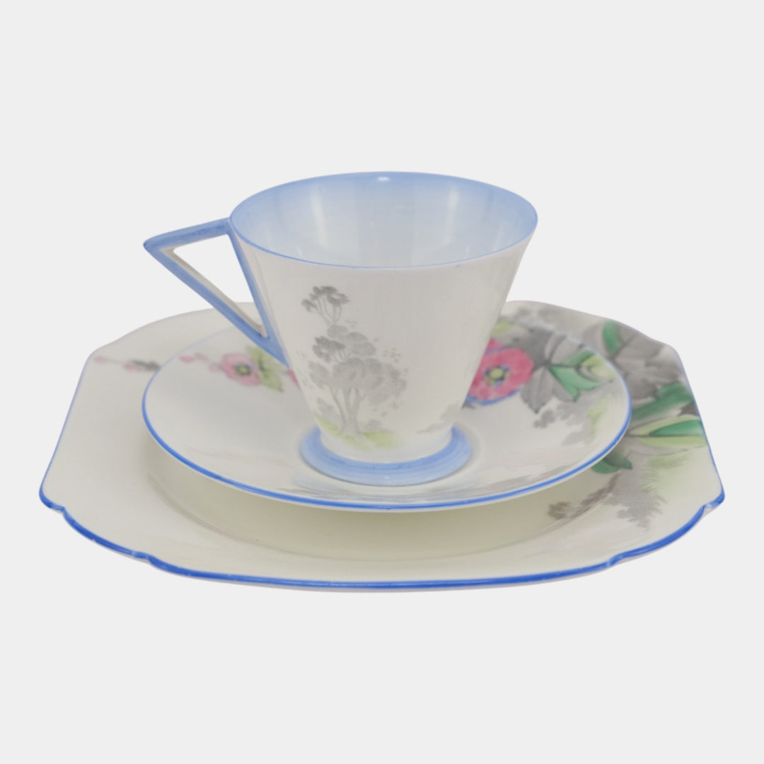 Shelley China England Vintage Eve Shape "Gladiola" Cup & Saucer Tea Trio Set