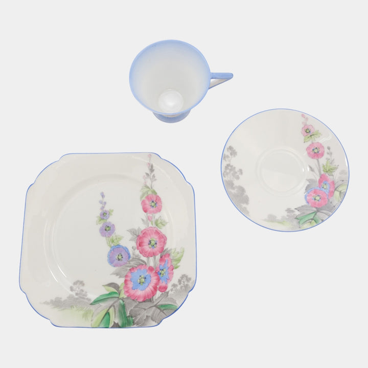 Shelley China England Vintage Eve Shape "Gladiola" Cup & Saucer Tea Trio Set