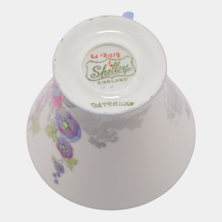 Shelley China England Vintage Eve Shape "Gladiola" Cup & Saucer Tea Trio Set