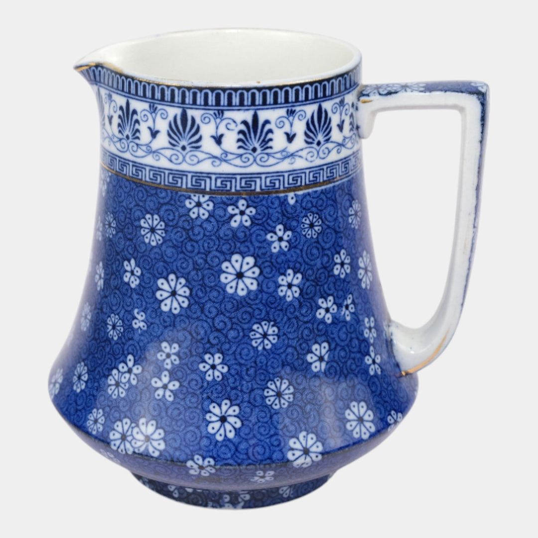 Shelley Cloisello Ware 1920s English Art Porcelain Blue Floral Ceramic Pitcher