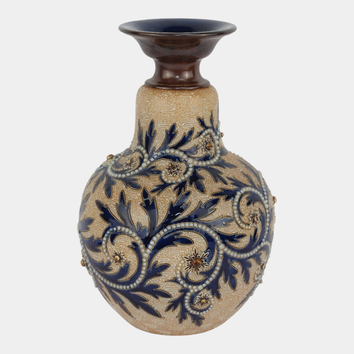 Doulton Lambeth English Art Pottery "Scrolling Seaweed" Art Nouveau Vase