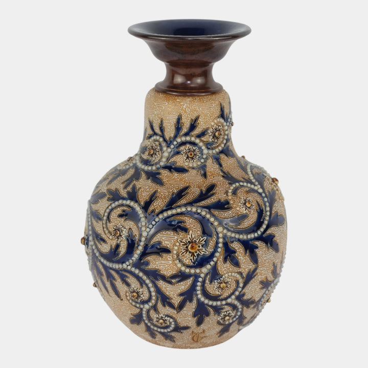 Doulton Lambeth English Art Pottery "Scrolling Seaweed" Art Nouveau Vase