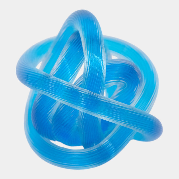 Vintage Mid Century Modern Art Glass Blue Loop Knot Paperweight Sculpture