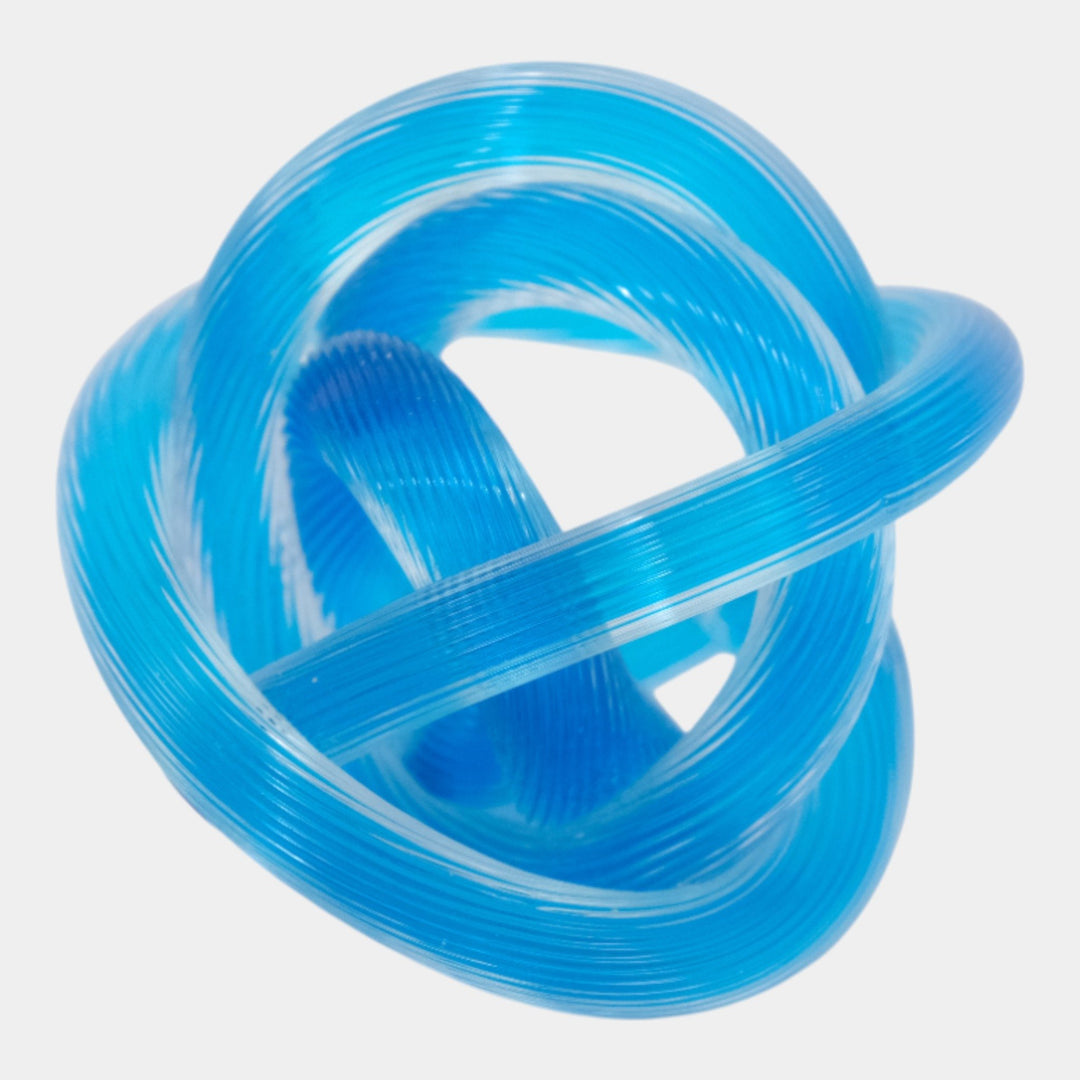 Vintage Mid Century Modern Art Glass Blue Loop Knot Paperweight Sculpture