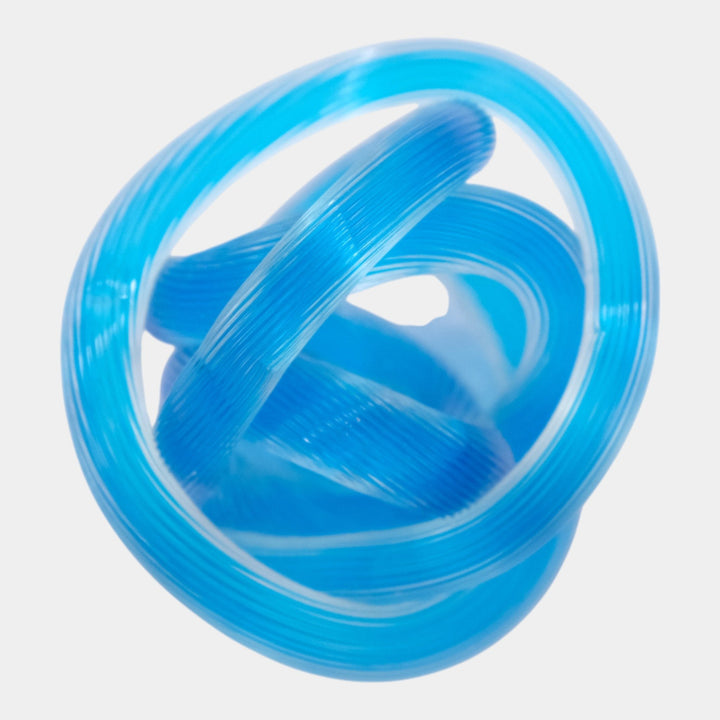 Vintage Mid Century Modern Art Glass Blue Loop Knot Paperweight Sculpture