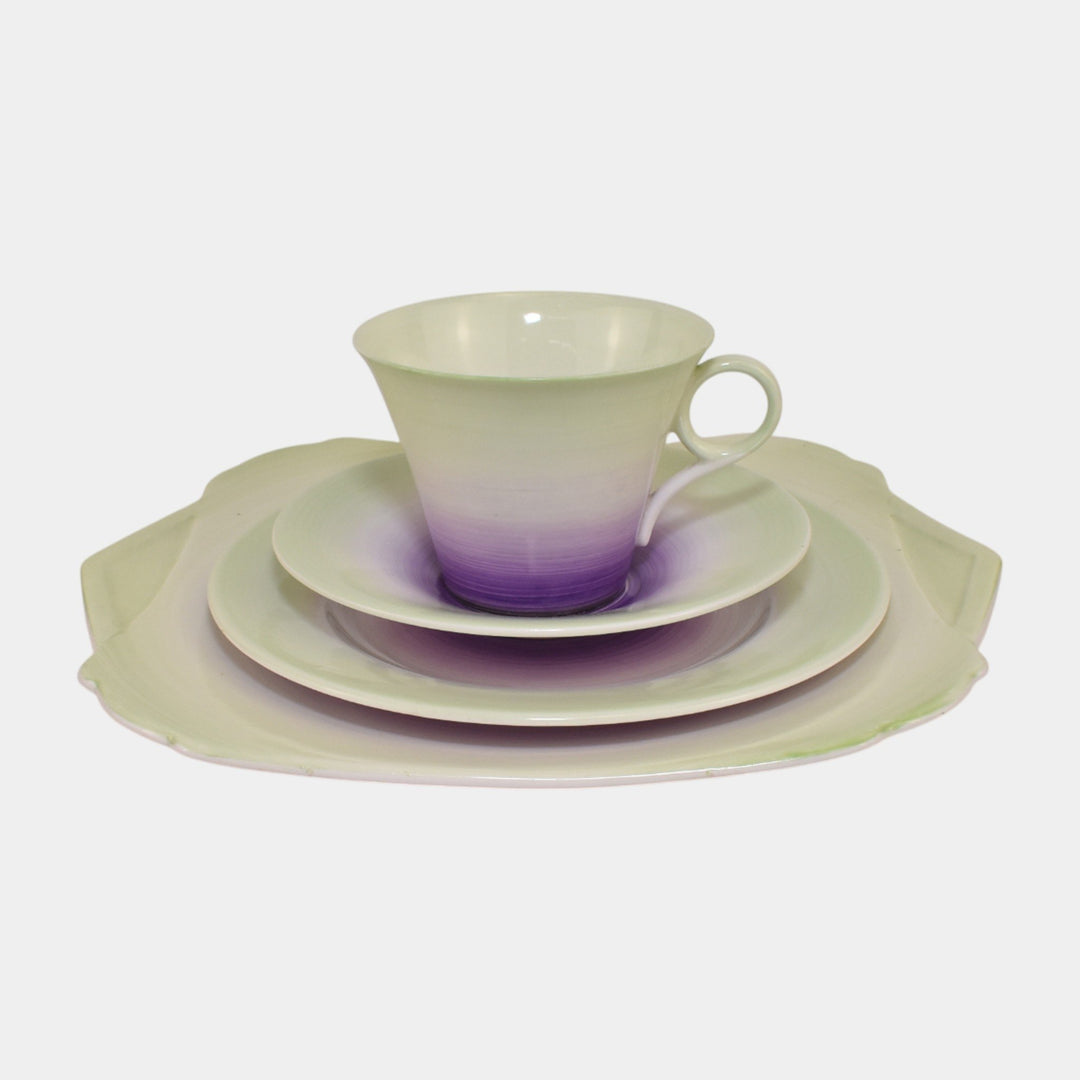 Shelley Regent Purple Band English 1930s Bone China Teacup Saucer And Plates