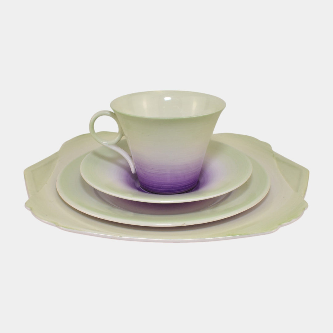 Shelley Regent Purple Band English 1930s Bone China Teacup Saucer And Plates