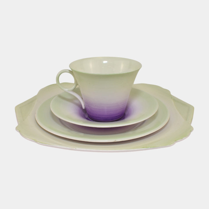 Shelley Regent Purple Band English 1930s Bone China Teacup Saucer And Plates