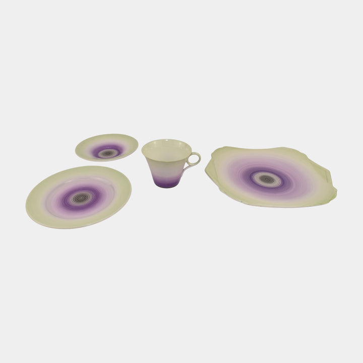 Shelley Regent Purple Band English 1930s Bone China Teacup Saucer And Plates