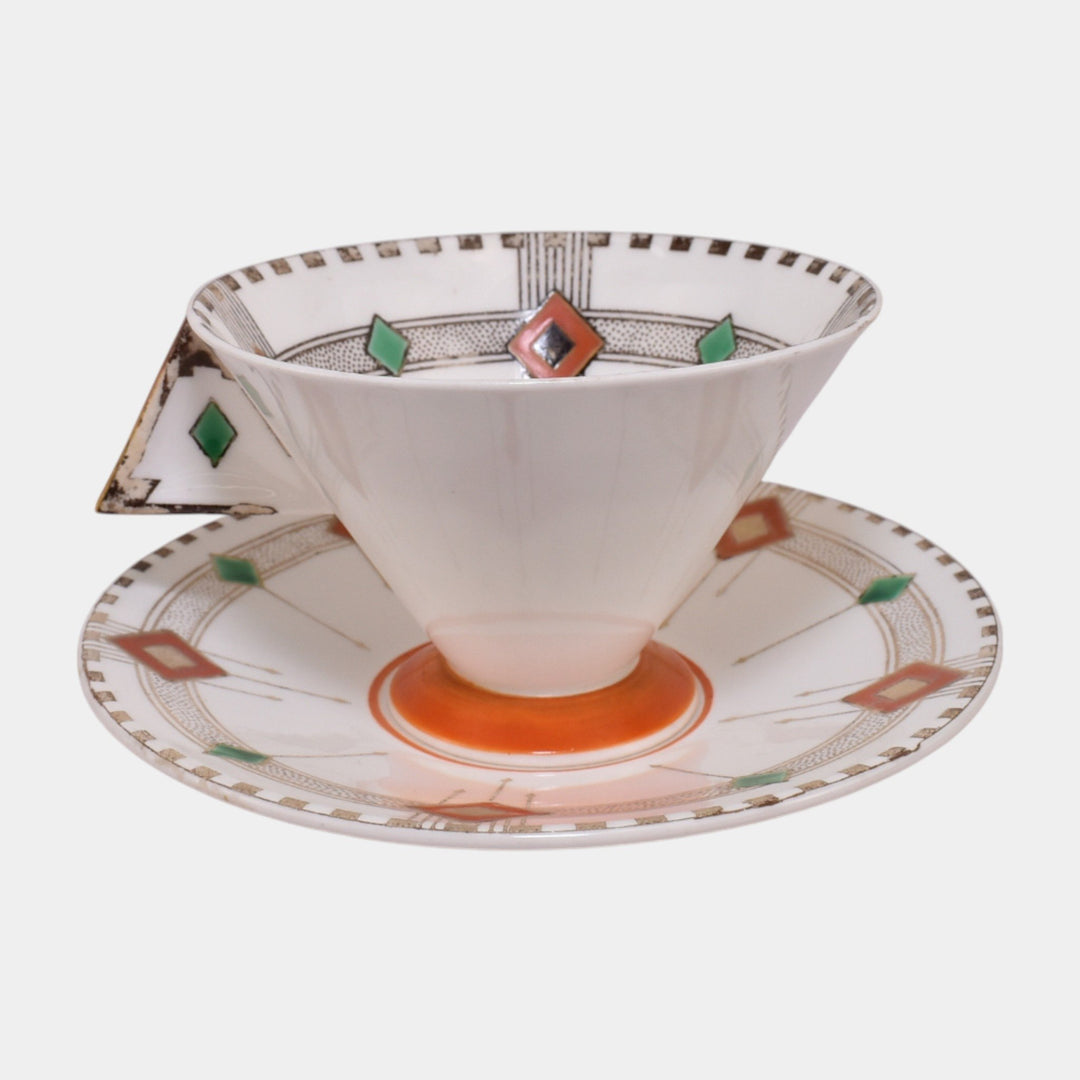 Shelley English 1930s Vouge Art Deco Porcelain Geometric Diamond Cup & Saucer