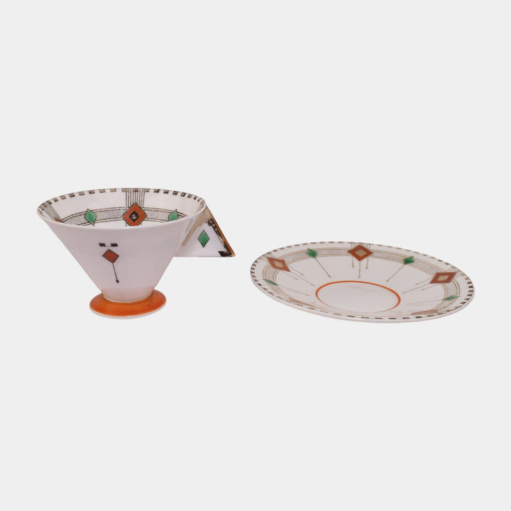 Shelley English 1930s Vouge Art Deco Porcelain Geometric Diamond Cup & Saucer