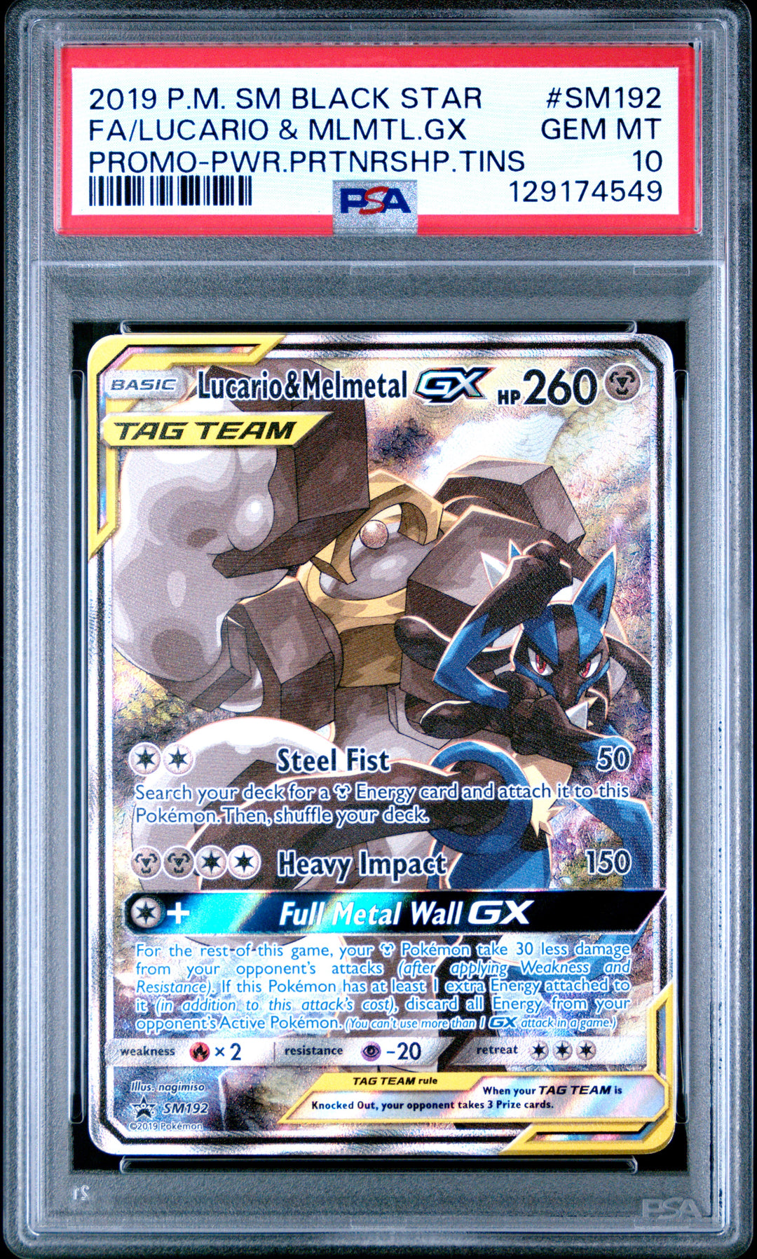 2019 Fa/Lucario & Mlmtl.Gx PSA Pokemon Sun & Moon Black Star Promos Promo-Pwr.Pr