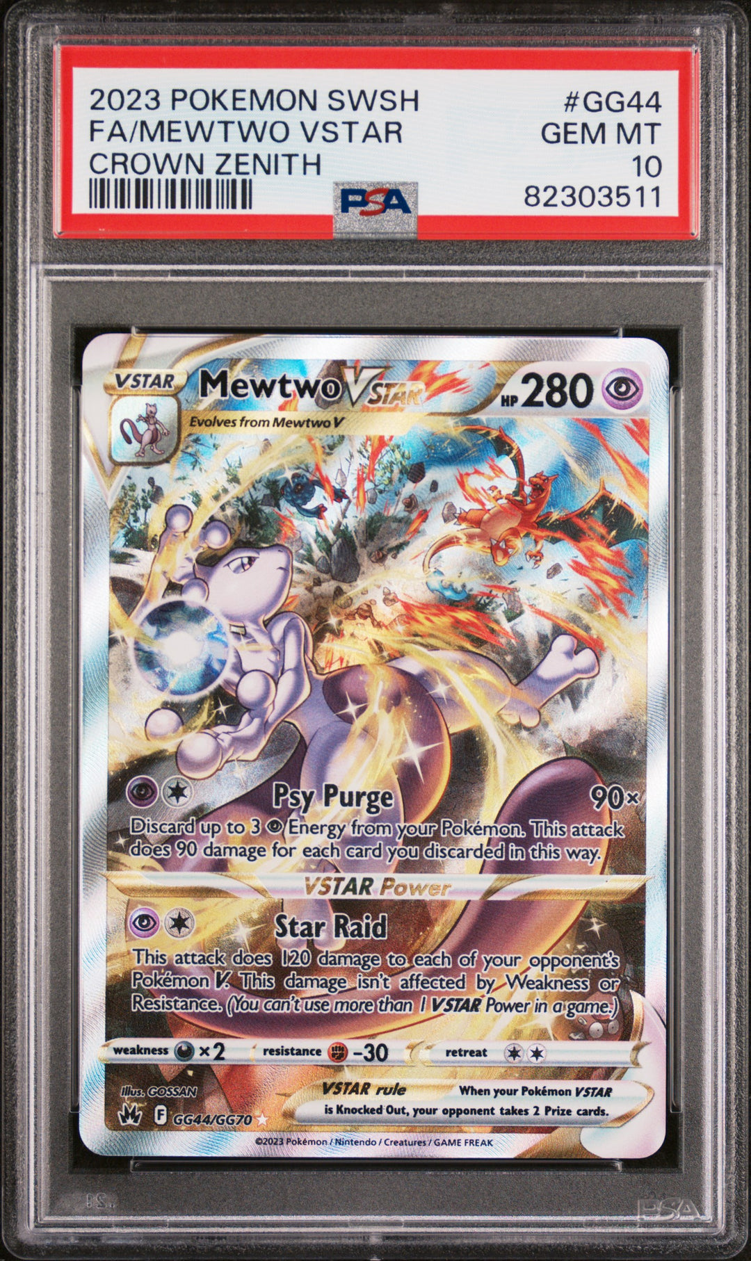 2023 Fa/Mewtwo Vstar PSA Pokemon Sword And Shield Crown Zenith Crown Zenith GG44